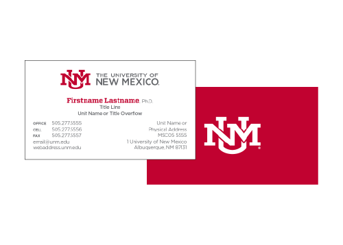 horizontal red business card layout