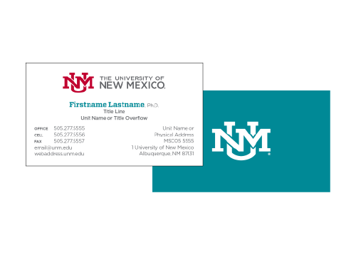 horizontal turquoise business card layout