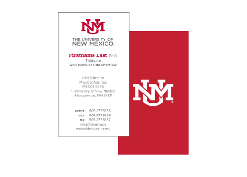 vertical red business card layout